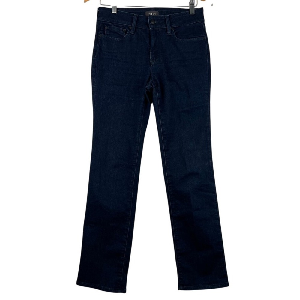 NYDJ Marilyn Jeans Womens 4 Petite short Straight‎ Leg Dark Wash Lift Tuck Denim